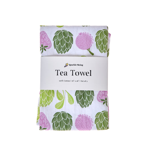 Tea Towels for a Cute Kitchen – Charming Artichokes (Set of 2) | 100% Cotton & Absorbent