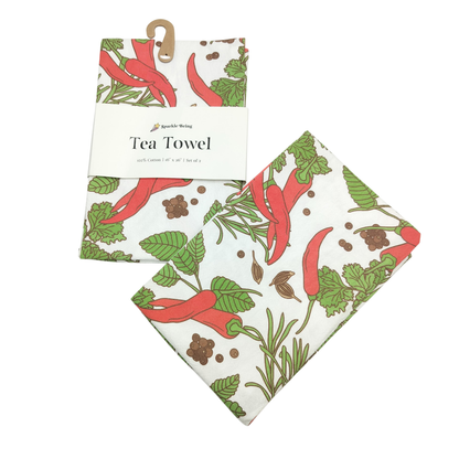 Chili Pepper Kitchen Tea Towels – Set of 2 | Cotton Dish Towels, Fun & Colorful Cooking Accessories