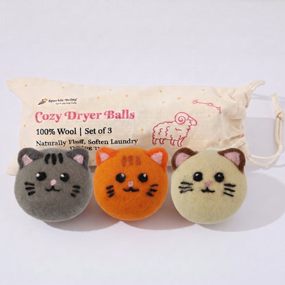 Classic Tabby Cat Wool Dryer Balls – Set of 3