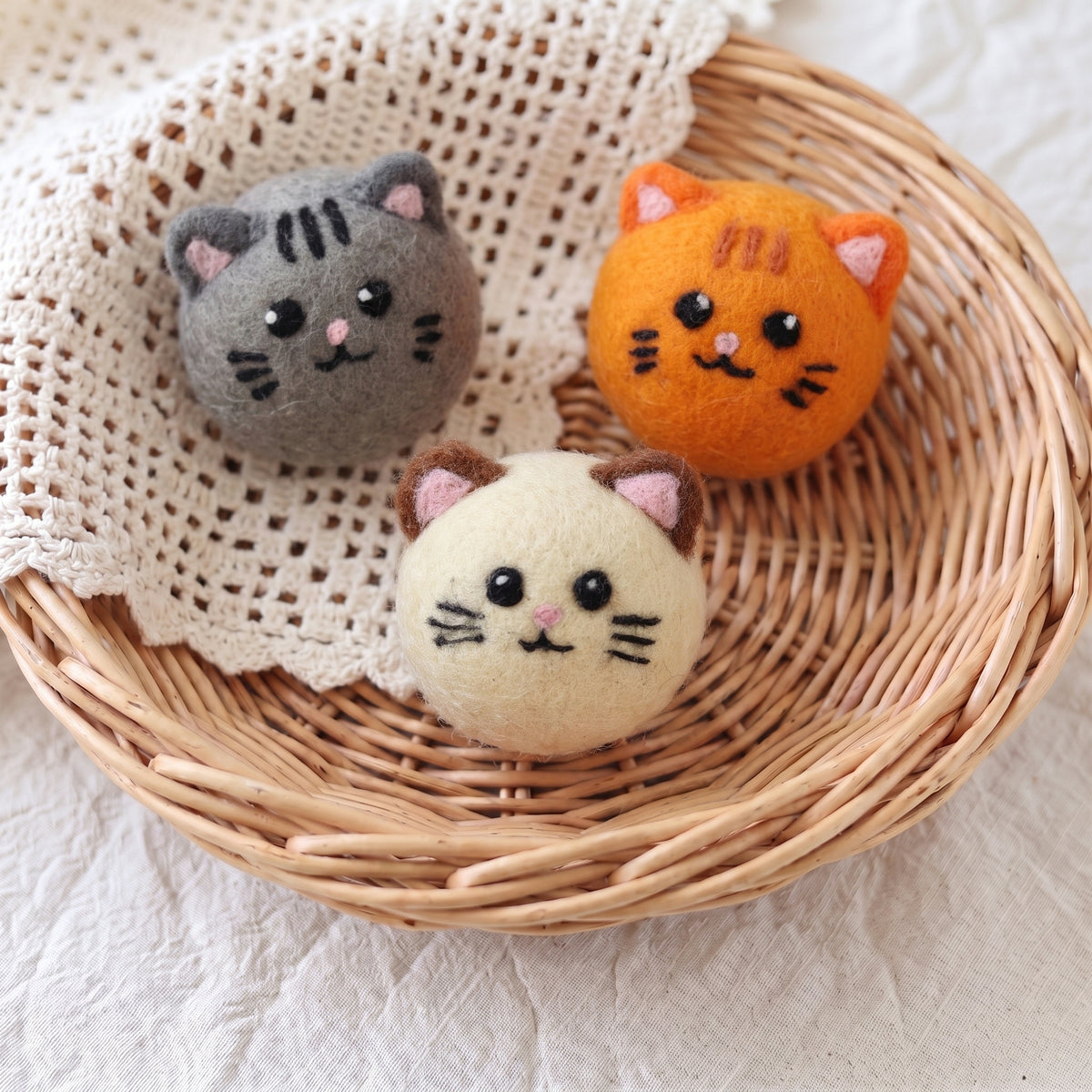 Classic Tabby Cat Wool Dryer Balls – Set of 3