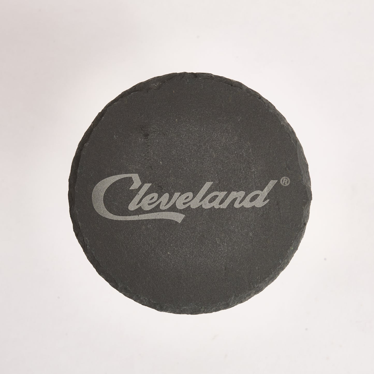 Cleveland Slate Coaster – 4-Inch Engraved Drink Coaster | Round or Square Natural Stone | Cleveland Souvenir Gift