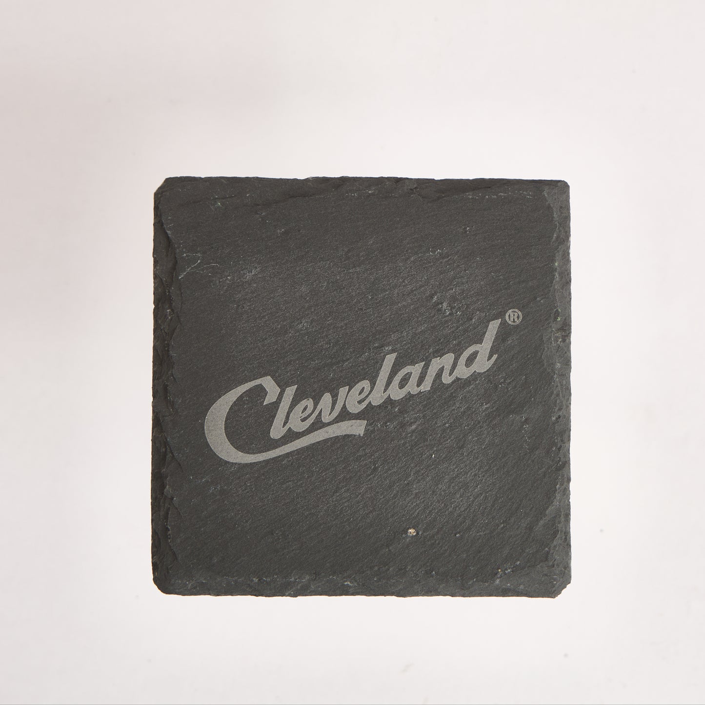 Cleveland Slate Coaster – 4-Inch Engraved Drink Coaster | Round or Square Natural Stone | Cleveland Souvenir Gift