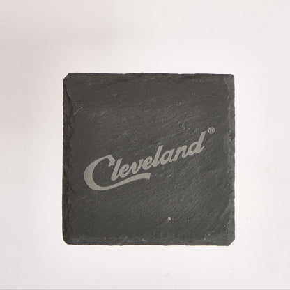 Cleveland Slate Coaster – 4-Inch Engraved Drink Coaster | Round or Square Natural Stone | Cleveland Souvenir Gift