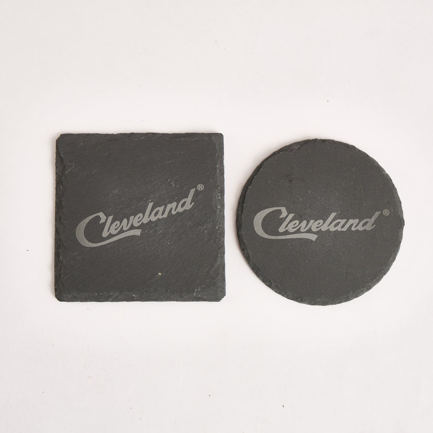 Cleveland Slate Coaster – 4-Inch Engraved Drink Coaster | Round or Square Natural Stone | Cleveland Souvenir Gift