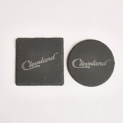 Cleveland Slate Coaster – 4-Inch Engraved Drink Coaster | Round or Square Natural Stone | Cleveland Souvenir Gift