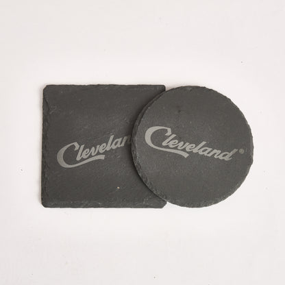 Cleveland Slate Coaster – 4-Inch Engraved Drink Coaster | Round or Square Natural Stone | Cleveland Souvenir Gift