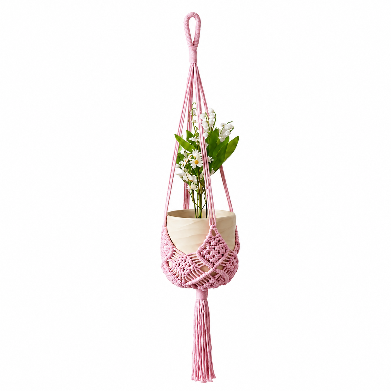 Colorful Macramé Hanging Plant Holder – Boho Planter Hanger