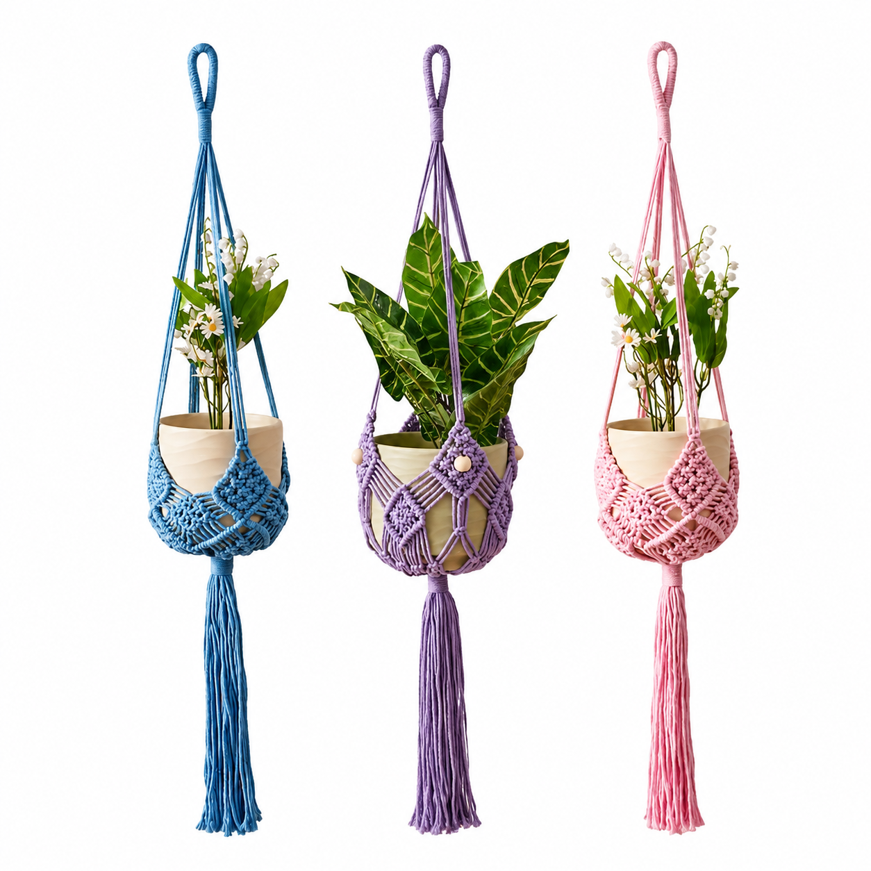 Colorful Macramé Hanging Plant Holder – Boho Planter Hanger