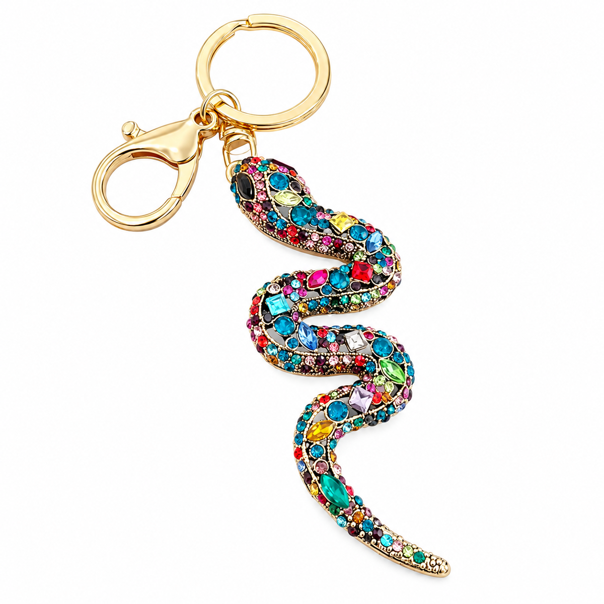 Colorful Rhinestone Snake Keychain – Sparkly Bag Charm