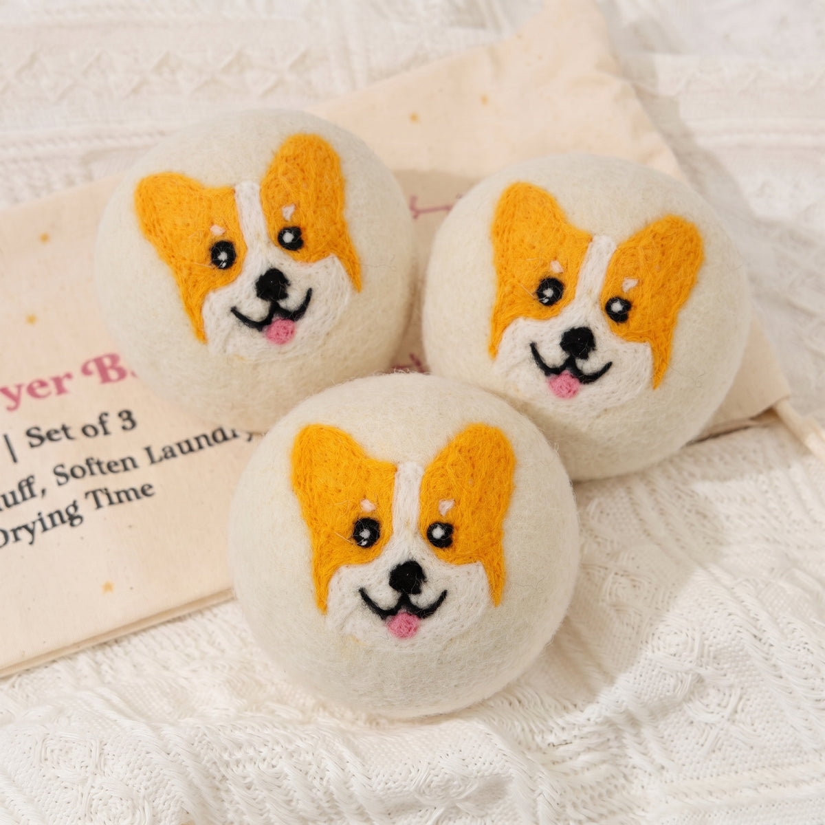 Corgi Eco Wool Laundry Dryer Balls - Set of 3