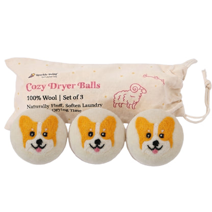 Corgi Eco Wool Laundry Dryer Balls - Set of 3