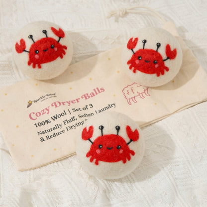 Crab Wool Laundry Dryer Balls – Set of 3