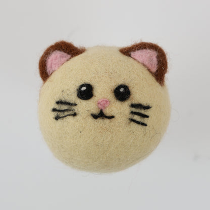Cream Cat Wool Dryer Balls with 3D Ears – Set of 3