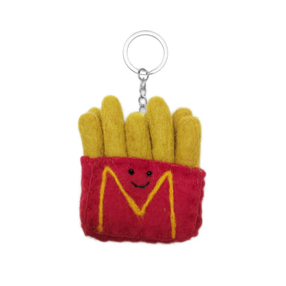 Cute Felt French Fries Keychain – Handmade Food Charm