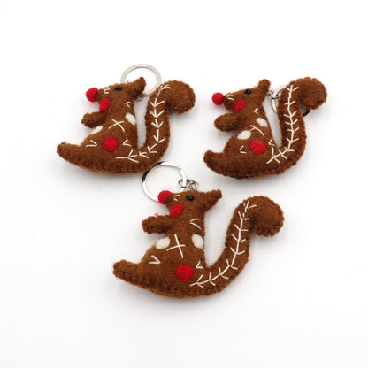 Cute Felt Squirrel Keychain – Handmade Woodland Animal Charm