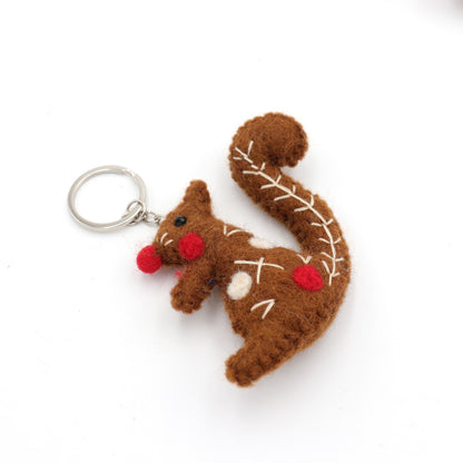 Cute Felt Squirrel Keychain – Handmade Woodland Animal Charm