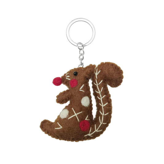 Cute Felt Squirrel Keychain – Handmade Woodland Animal Charm