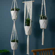 Load image into Gallery viewer, Handmade Cotton Macrame Rope Plants Hanging Pots Holder Stand Hangers Set of 4
