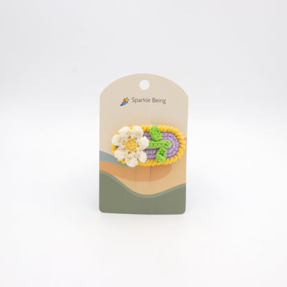 Daisy Stem Floral Crochet Hair Clip