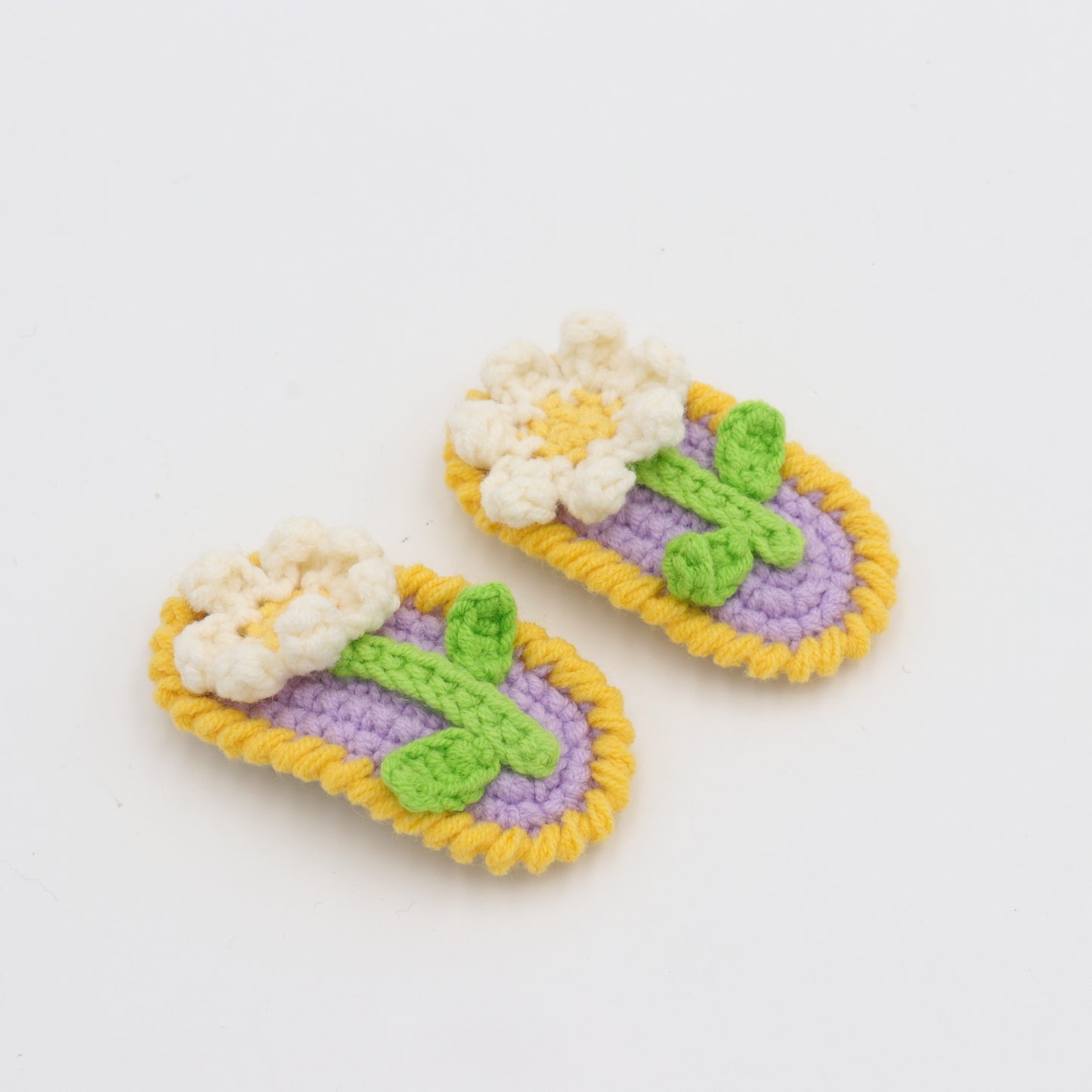 Daisy Stem Floral Crochet Hair Clip