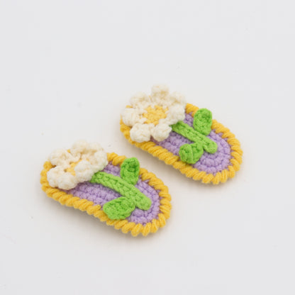 Daisy Stem Floral Crochet Hair Clip