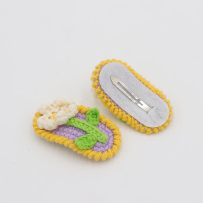 Daisy Stem Floral Crochet Hair Clip