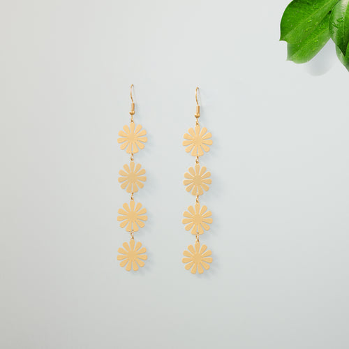 Stainless Steel Drop Earrings - Daisy Flower