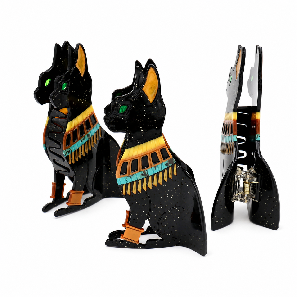 Egyptian Bastet Cat Hair Claw Clip – Black