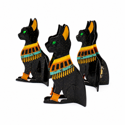Egyptian Bastet Cat Hair Claw Clip – Black