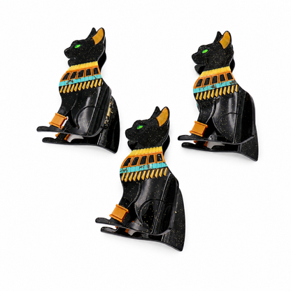Egyptian Bastet Cat Hair Claw Clip – Black