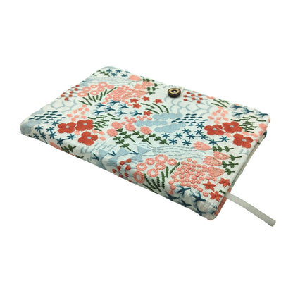 Embroidered Wildflower Blush Fabric Journal with Button Closure (Pink)