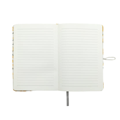 Embroidered Yellow Daisy Fabric Journal with Button Closure