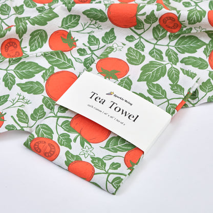 Tea Towels for a Cute Kitchen – Farm Fresh Tomatoes (Set of 2) | 100% Cotton & Absorbent
