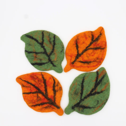 Felt Coffee Cup Mug Table Mat Coasters - Leaves