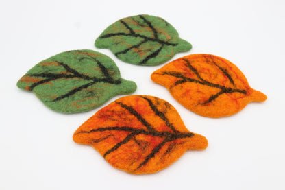 Felt Coffee Cup Mug Table Mat Coasters - Leaves