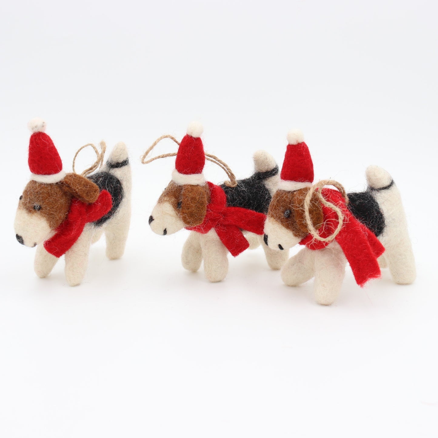 Felt Dog Ornament – Festive Pup with Scarf & Santa Hat