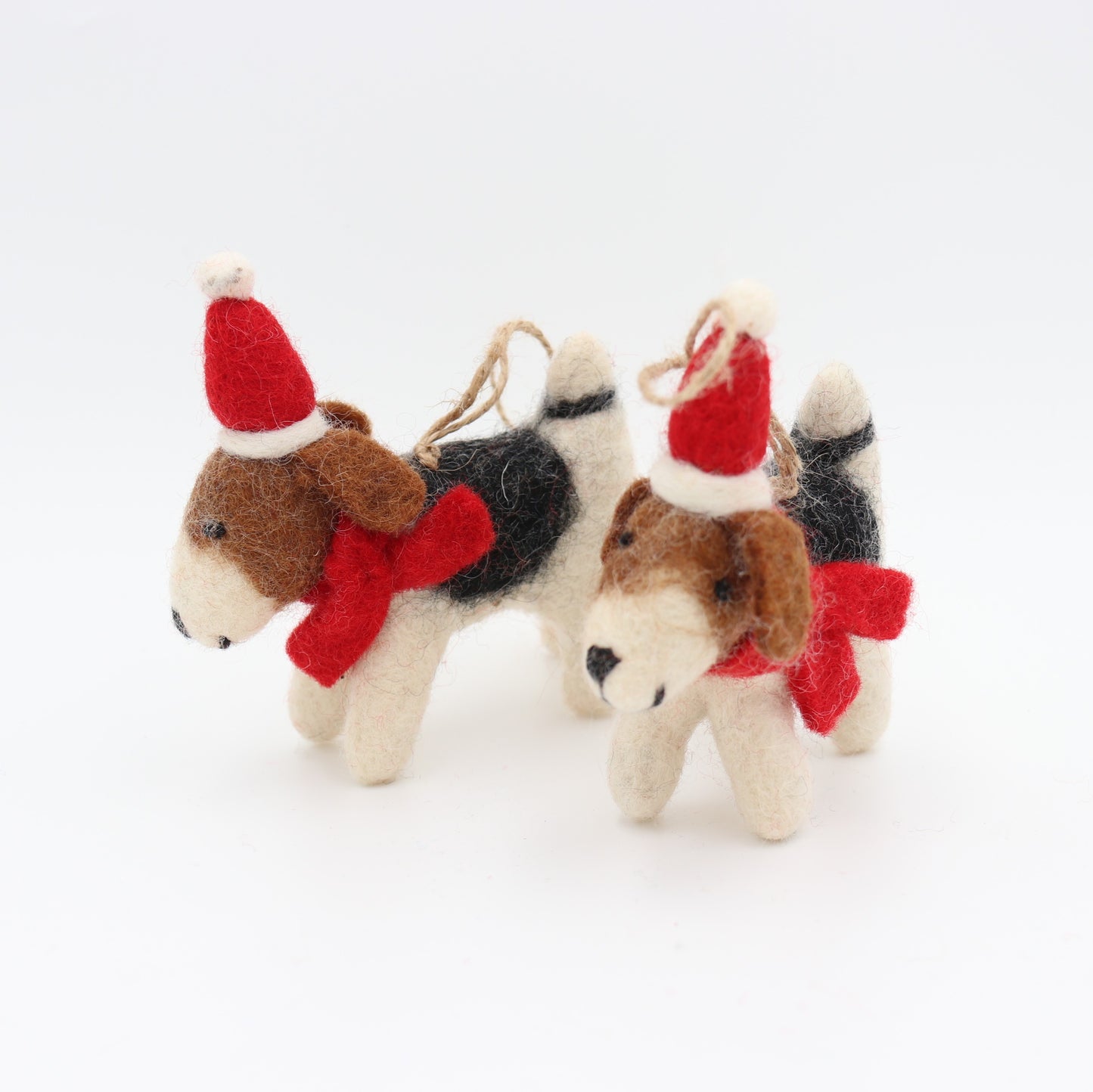 Felt Dog Ornament – Festive Pup with Scarf & Santa Hat