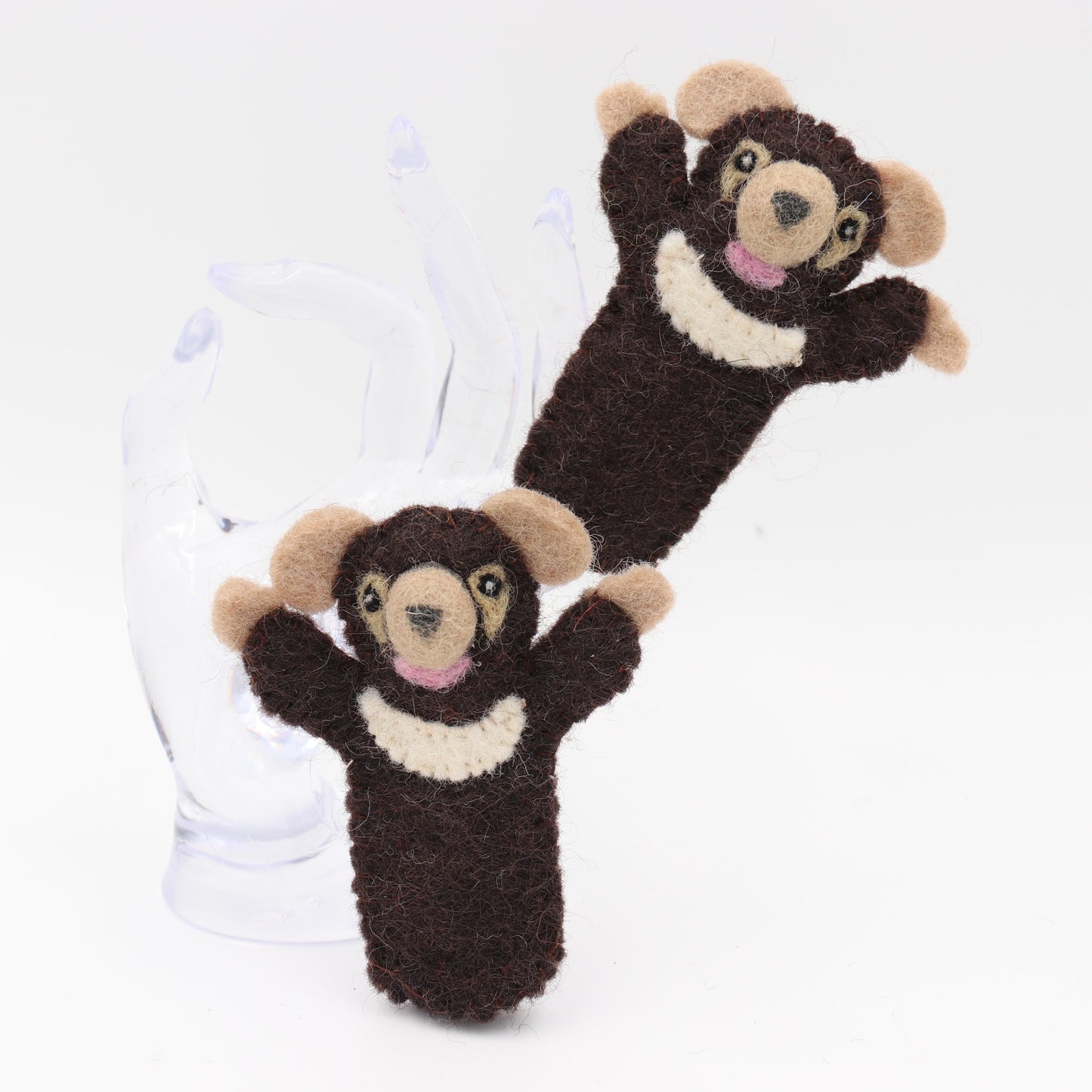 Handmade Wool Felt Safari Animal Finger Puppets – Zoo Animal Toy Set