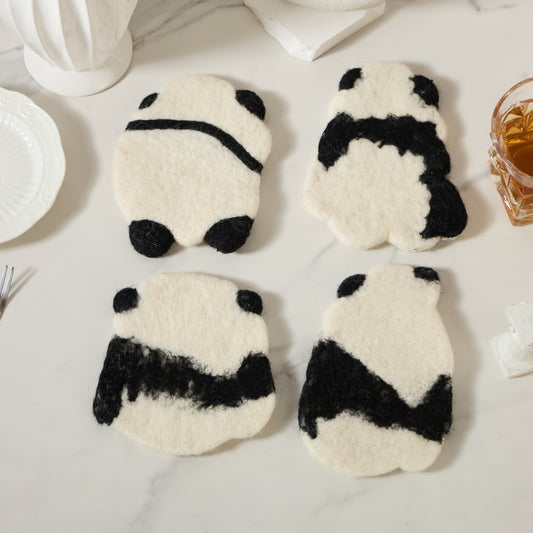 Handmade Felt Coffee Cup Mug Table  Coasters - Panda
