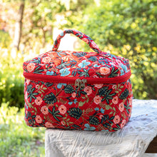 Load image into Gallery viewer, Floral Quilted Makeup Pouch - Travel-Friendly Cosmetic Bag
