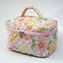 Load image into Gallery viewer, Small Cosmetic Bag With Floral Quilted Makeup Pouch - Travel Toiletry Organizer
