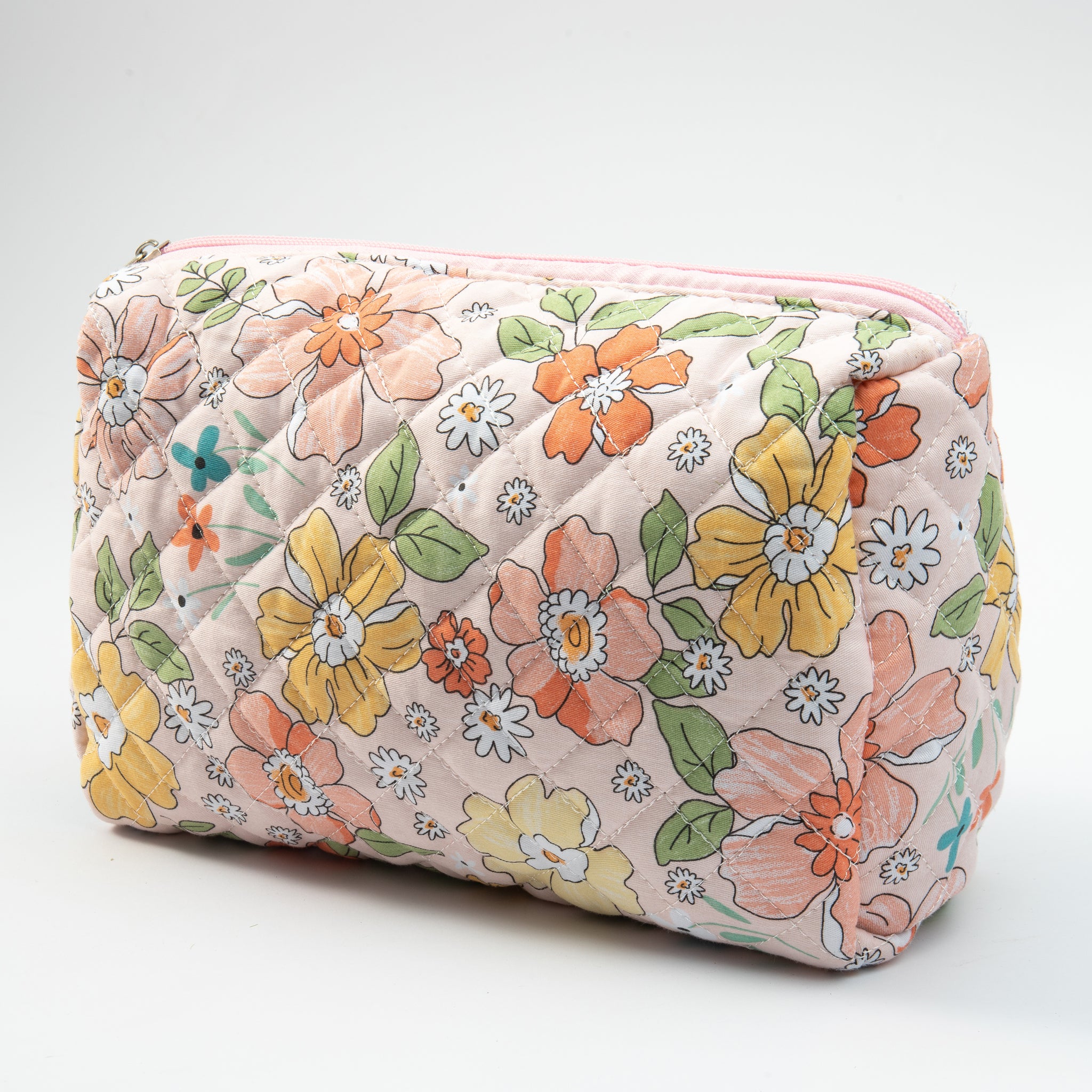 Small Cosmetic Bag With Floral Quilted Makeup Pouch - Travel Toiletry –  Sparkle Being