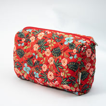 Load image into Gallery viewer, Floral Quilted Makeup Pouch - Travel-Friendly Cosmetic Bag
