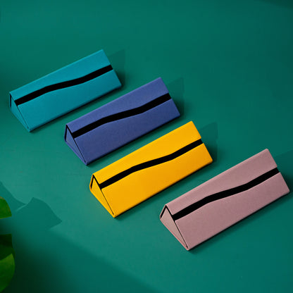 Retro Glasses Case - Hard Shell, Fold-Flat Colorful Vegan Leather Case
