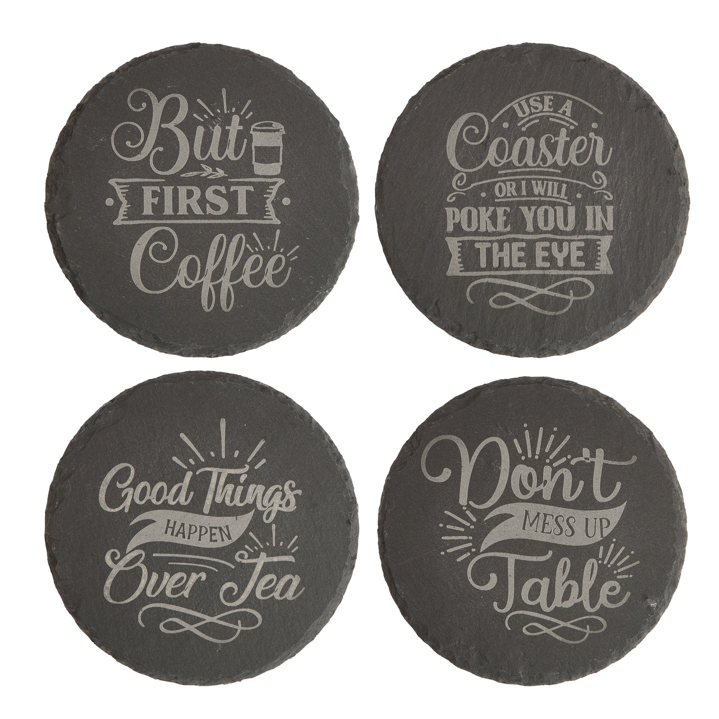 Funny Slate Coaster – Engraved Drink Coasters with Quotes | Coffee & Tea Lovers Gift