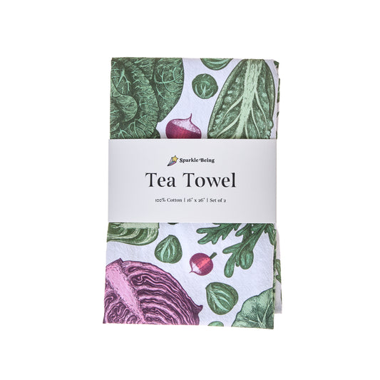 Tea Towels for a Cute Kitchen – Garden Greens (Set of 2) | 100% Cotton & Absorbent
