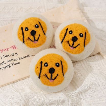 Golden Retriever Eco Wool Laundry Dryer Balls - Set of 3