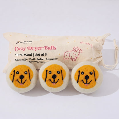 Golden Retriever Eco Wool Laundry Dryer Balls - Set of 3