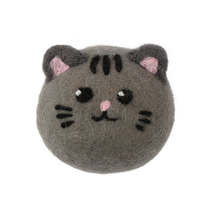 Gray Tabby Cat Wool Laundry Dryer Balls with 3D Ears – Set of 3