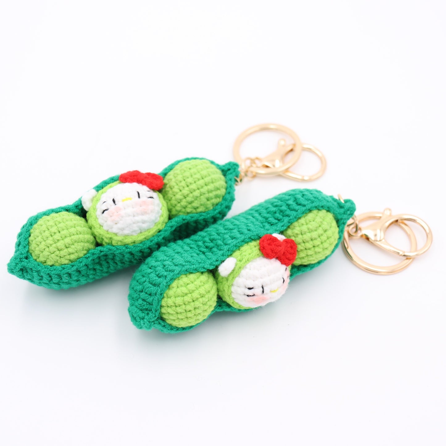 Hand-Crochet Green Pea Keychain